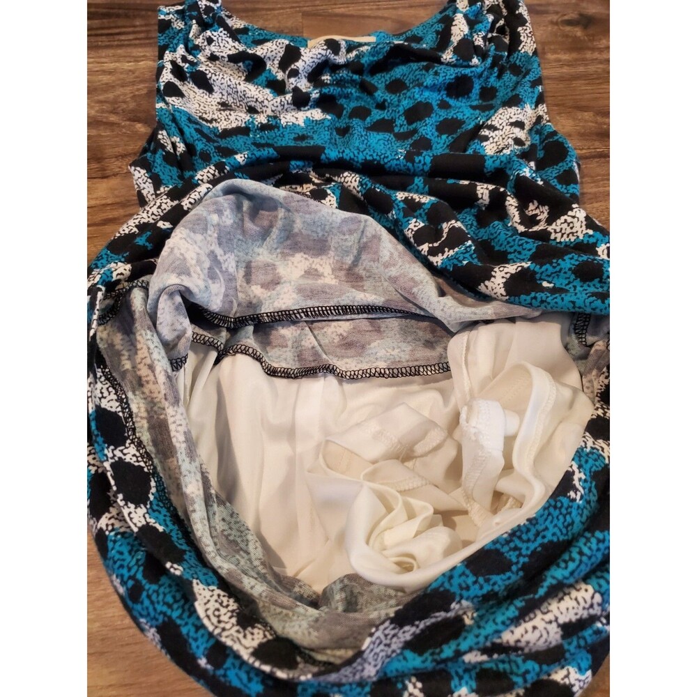 Banana Republic Women's XS X-Small Dress Cowl Neck Animal Print Blue Black - Picture 5 of 7